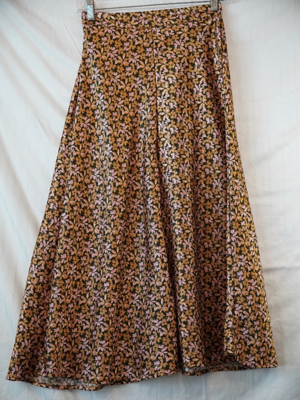 Altar'd State Floral Print A-Line Maxi Skirt Small Pink Gold Boho